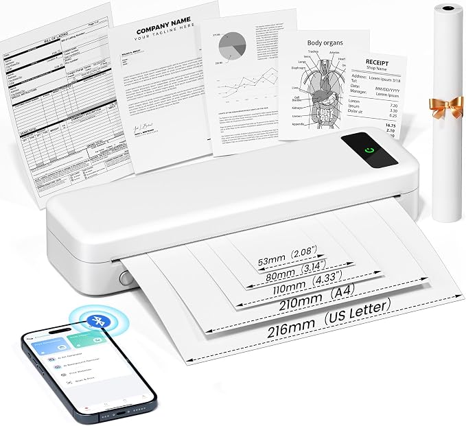 Portable Thermal Printer, Small Inkless Mobile Mini Printer by TATTMUSE