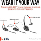 Poly CS540 Wireless DECT Headset – Single Ear Convertible – Connects to Desk - Image 2