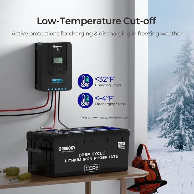 Renogy 24V 100Ah BMS LiFePO4 Self-Heating Deep Cycle Lithium Battery, Over 5000 - Image 4