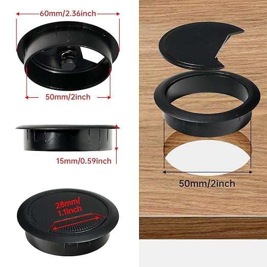 Desk Grommet 2 inch8 Pcs, Desk Hole Grommet, Cable Grommet, Desk Hole Cover - Image 2