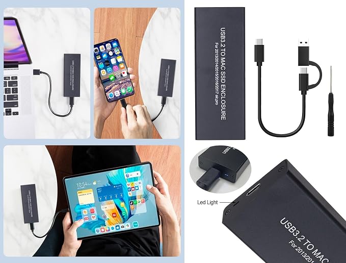 External SSD Enclosure for MacBook Air/Pro 12+16 PIN SSD, Hard Drive Reader for - Image 12