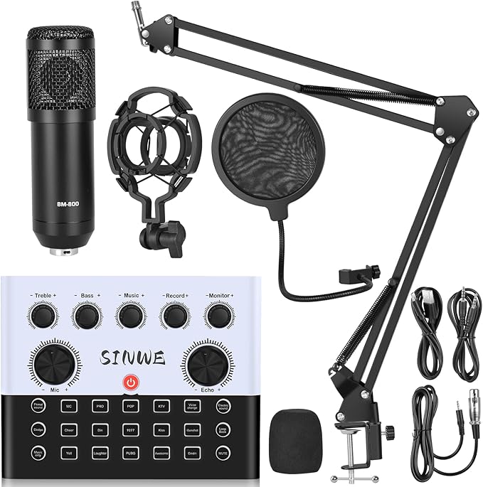 F993 All-in-One Podcast Equipment Bundle，BM-800 Recording Studio Package by SINWE