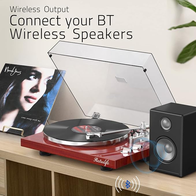 Record Player Turntables for Vinyl Record Belt-Drive Wireless Output - Image 6