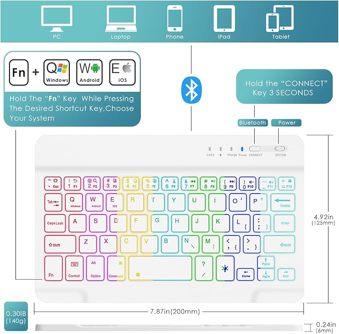 DETUOSI Backlit Keyboard Case for Samsung Galaxy Tab A7 Lite 8.7" 2021 - Image 3