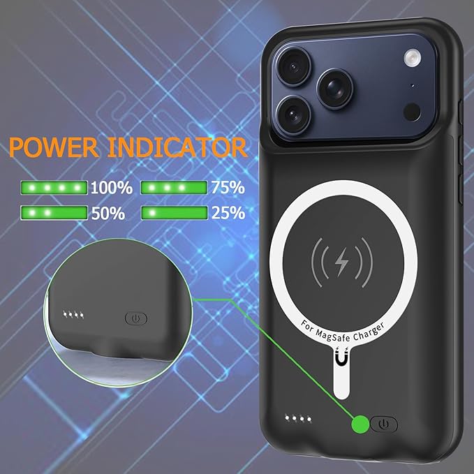 Battery Case for iPhone 17 Pro Max, Upgraded 12000mAh Rechargeable Portable - Image 4
