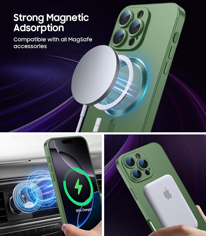 Magnetic for iPhone 16 Pro Case Slim Soft Silicone Bumper Shockproof Metallic - Image 3