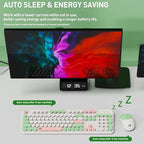 Wireless Keyboard and Mouse Set, 105 Keys Full-Size Cute Colorful Keyboard and - Image 4
