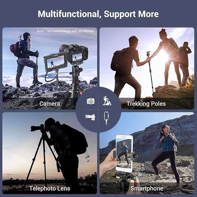 SmallRig CT-20 Camera Tripod, 78.7" Foldable Aluminum Tripod & Monopod - Image 5