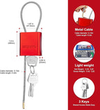 Cable Padlock with 3 Keys | L 1.15ft, D 1/6in Adjustable Steel Cable Lock | - Image 2