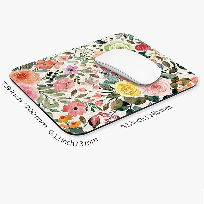 Square Mouse Pad Watercolour Floral, Personalized Premium-Textured Custom Mouse - Image 2