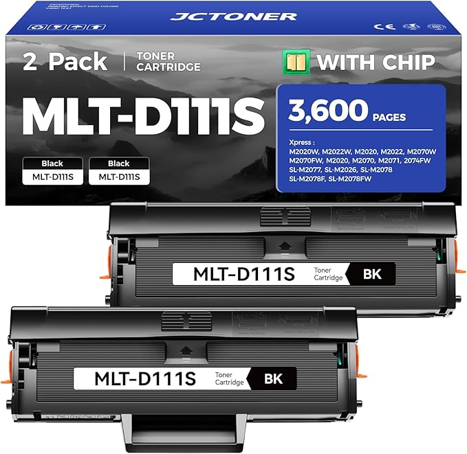 MLT-D111S Toner Cartridge High Yield Black 2-Pack Compatible by JCTONER