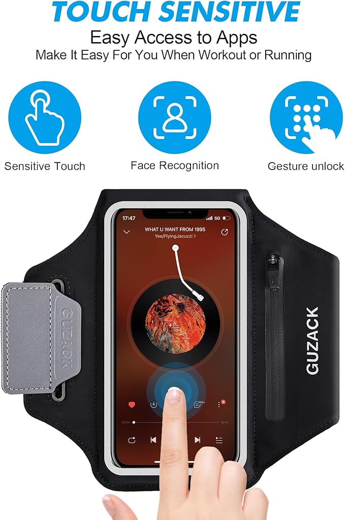 Running Armband with Earphone Pouch & Card Slot, Running Phone Holder - Image 5