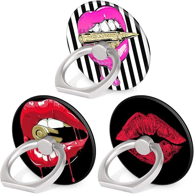 Bonoma Phone Ring Stand, 3 Pack Lips 360 Degree Rotation Finger Grip Stand by Bonoma