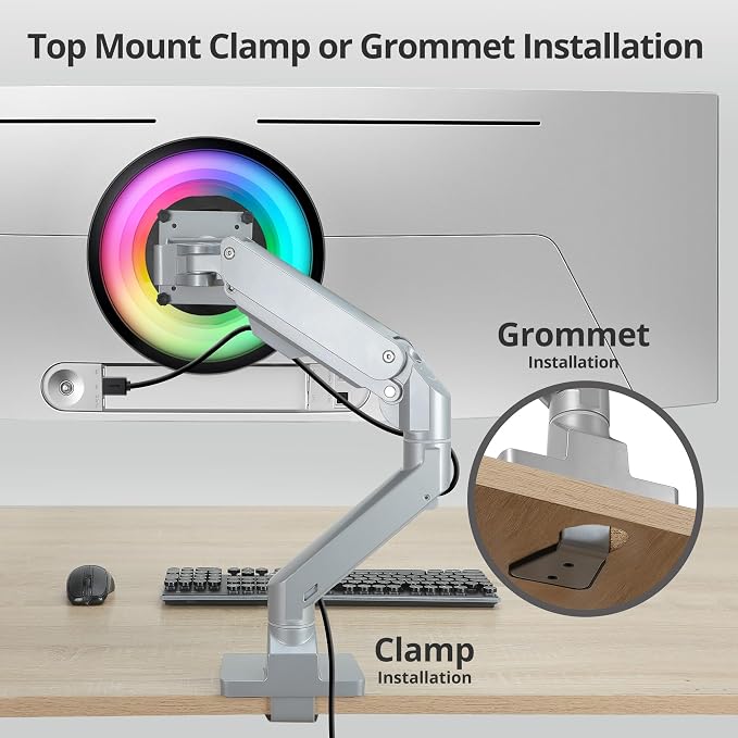 AVLT Single 34”-57” Monitor Arm Desk Mount fits One 44 lbs Heavy Duty Screen - Image 5