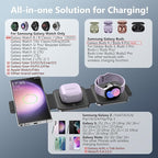 Travel Charger for Samsung Multi Devices, Foldable 3 in 1 Wireless Charging - Image 3