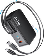 4-in-1 Retractable Gan Wall Charger Plug, Travel Essentials Brick Multiport USB by HATALKIN