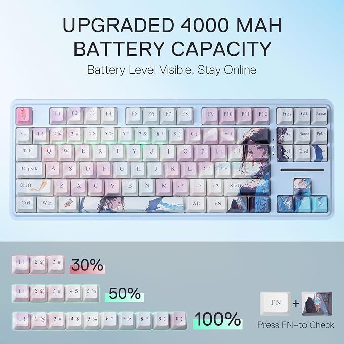 Redragon K728 PRO SE 80% 87 Keys Wireless Gasket RGB Gaming Keyboard, 3-Mode - Image 7