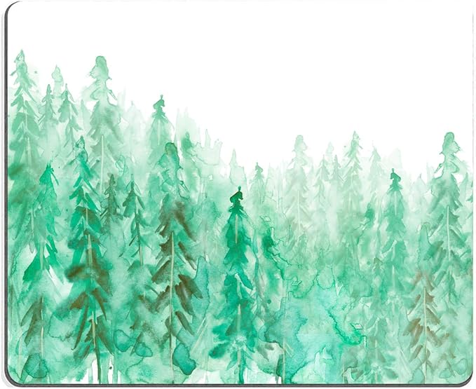 Green Forest Mouse Pad, Watercolor Trees Mouse Pad, Gaming Mouse Mat Square by EASTSMOOTH