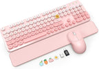 Wireless Keyboard and Mouse Combo, Magnetic Soft-Touch Wrist Rest, Round Keycaps by SABLUTE