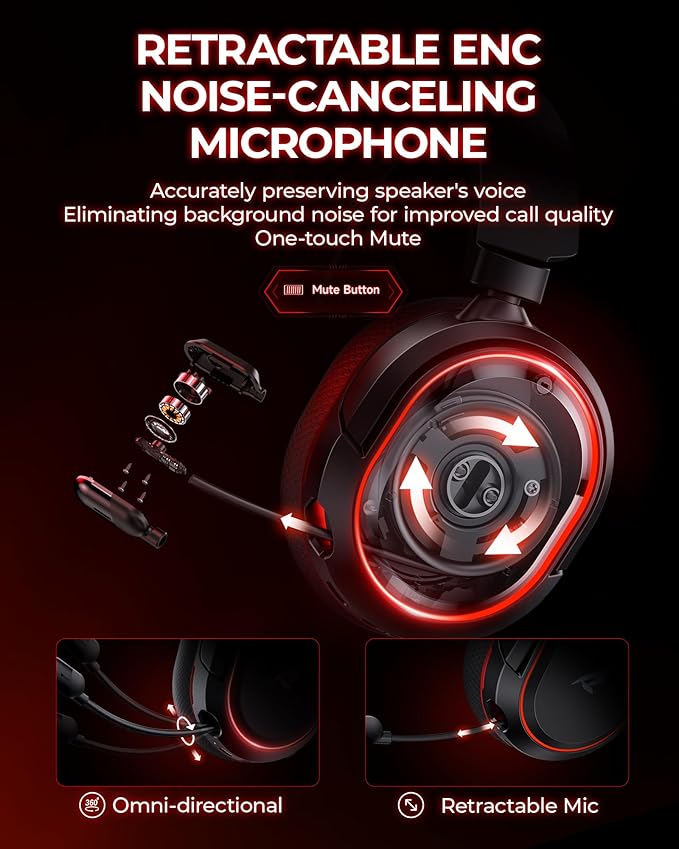 Wireless Gaming Headset， 7.1 Surround Sound， 2.4Ghz USB Gaming Headphones - Image 5