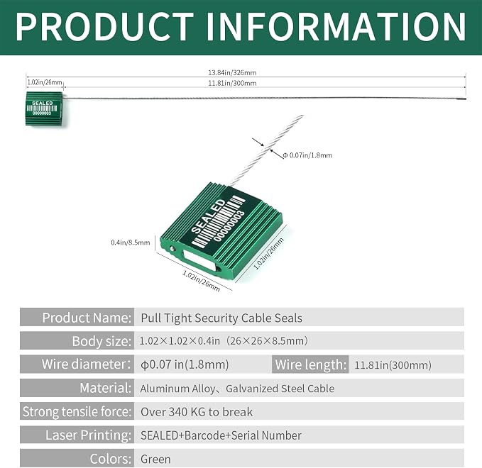 100 Green Steel Cable Seals - Image 3