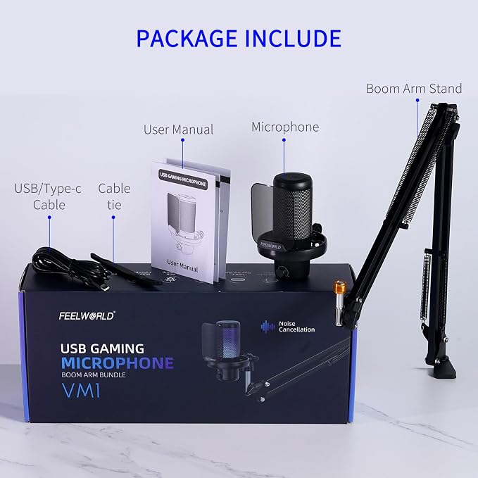 FEELWORLD VM1 Gaming PC USB Microphone Condenser Mic - Image 7