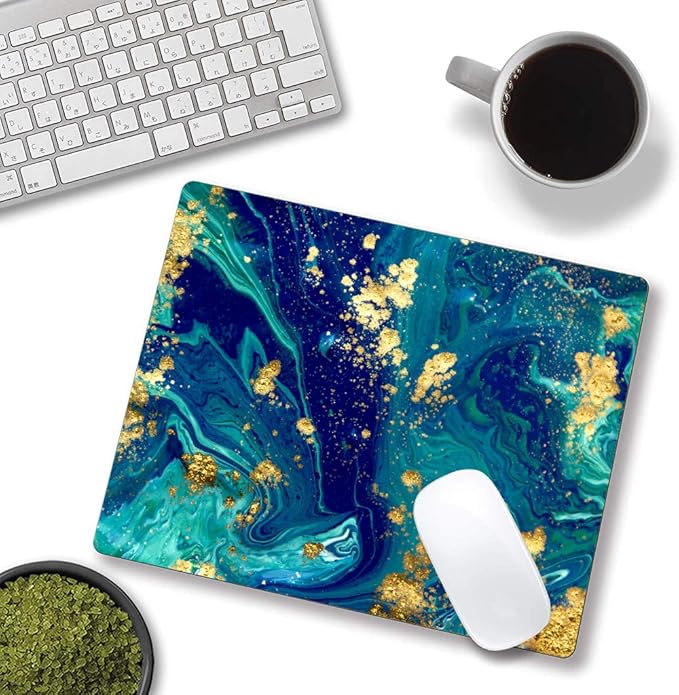 Green Blue Marble Mouse Pad, Gaming Creativity Custom Non-Slip Rubber Base Cute - Image 4
