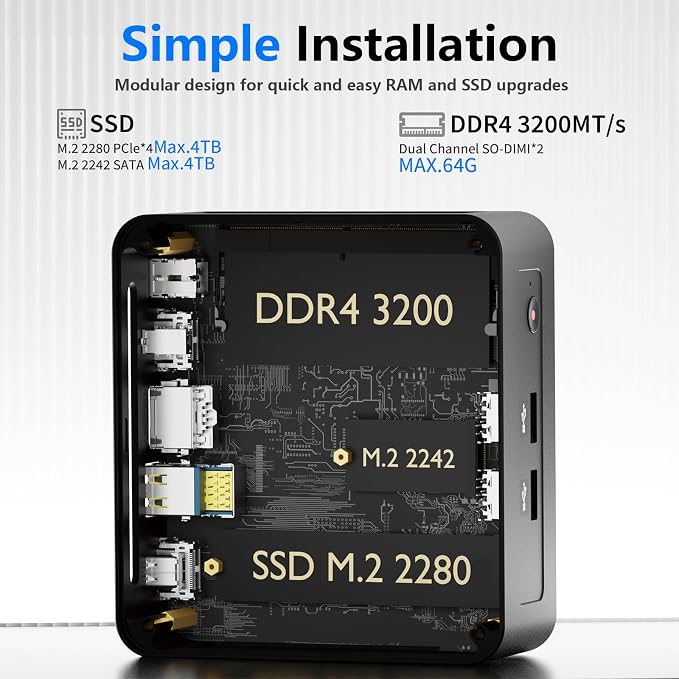 Mini Desktop Computer, Intel Core i5-12450H, 16GB DDR4 RAM, 512GB M.2 SSD - Image 3