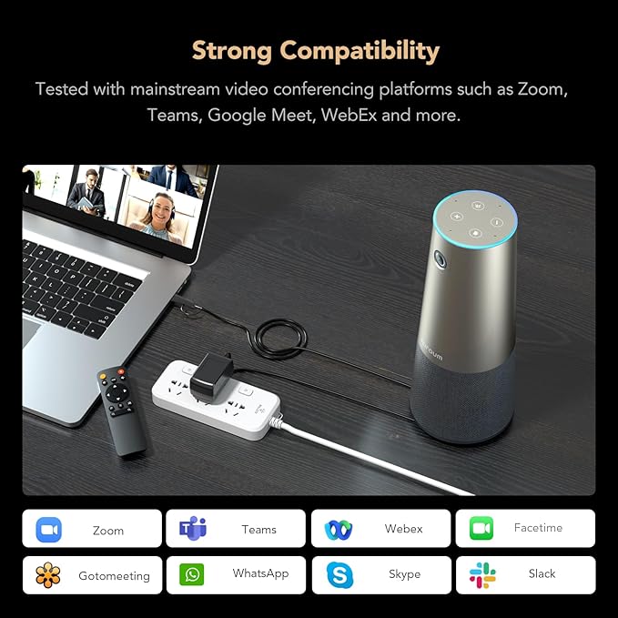 NUROUM C46 4K Video Conference Webcam, 8MP CMOS/AI Auto-Framing/5x Zoom - Image 7