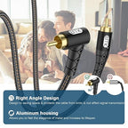 EMK 90 Degree RCA Subwoofer Cable 24K Gold-Plated Connector Nylon Braided - Image 4