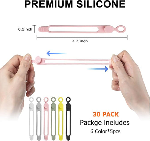 30Pcs Nearockle Silicone Cable Ties - Image 2