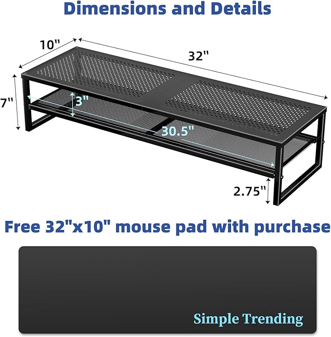 Simple Trending 2 Tier Metal Dual Monitor Stand Riser - Image 6