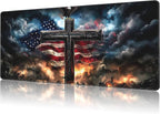 Mouse Pad Large A Cross with an Eagle Non-Slip Game Desk Mat with Stitched Edge by NIYLYNSYN