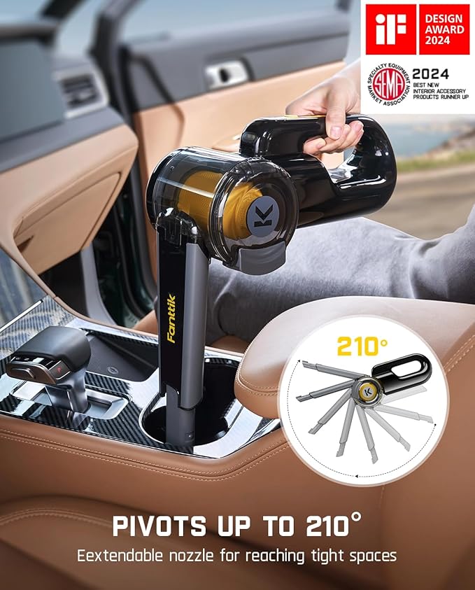 Fanttik Fold V10 APEX Pivot Cordless Car Vacuum, 17000Pa Handheld Vacuum - Image 3