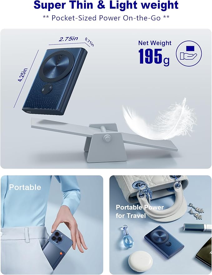 Kesguar Magnetic Portable Charger, 10000mAh 22.5W PD Super Fast Charging - Image 6