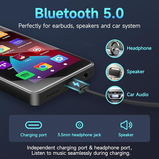 96GB MP3 Player with Bluetooth and WiFi, Android 14 MP3 Player with Spotify Kids - Image 7