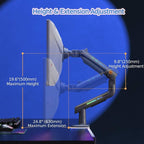 Gaming Monitor Arm for Flat/Ultrawide/Curved Monitors 32 to 60 inch, Heavy Duty - Image 6