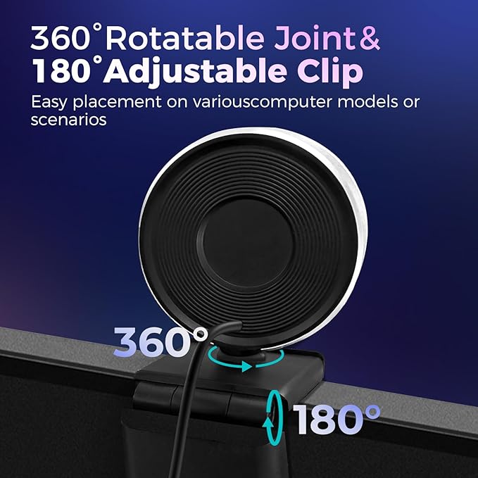 4K Webcam for PC with Microphone & Light & Privacy Cover, Web Camera for - Image 7