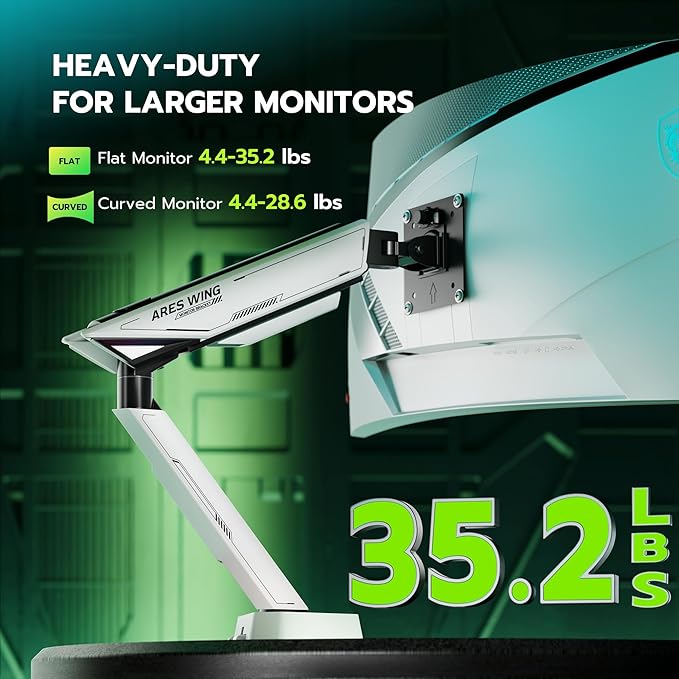 ARES WING RGB Single Monitor Arm Desk Mount - Image 3
