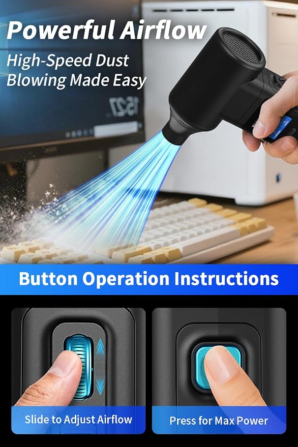 Instant Dust Removal – Electric Air Duster 130000 RPM, 40 mm Motor, 10000 mAh - Image 3
