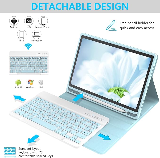 Keyboard Case for iPad Air 11-inch M2 2024/ Air 5th/ 4th Generation- Detachable - Image 4