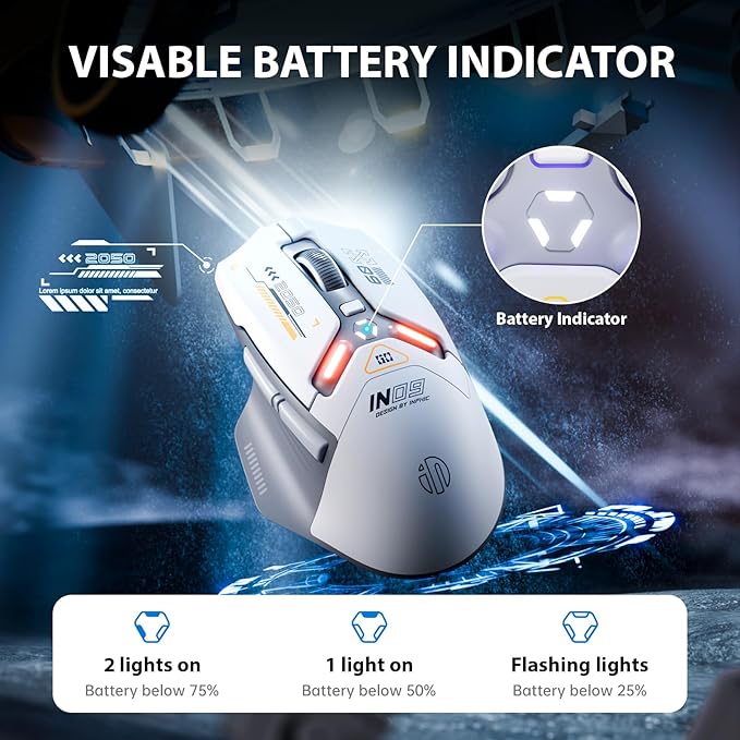 INPHIC IN9 Wireless Gaming Mouse, True Tri-Mode Bluetooth/Type-C Wired/2.4G - Image 6