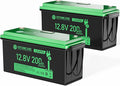 12V 200Ah LiFePO4 Lithium Battery Built-in 200A BMS, Max.2560Wh Energy by HYSINCERE