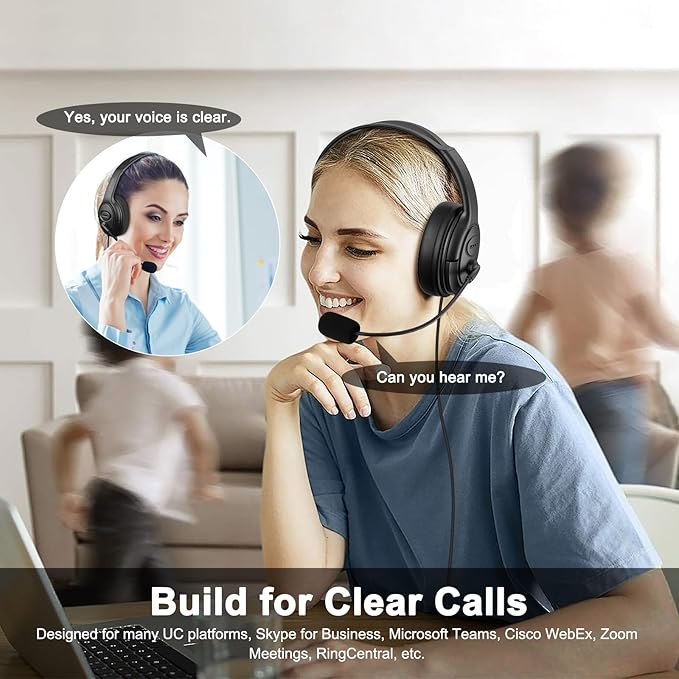MKJ USB Headset with Noise Canceling Microphone, Crystal Clear Sound Office - Image 6