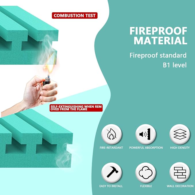 Sound Proof Foam Panels for Walls， 1" X 12" X 12" Acoustic Foam Panels - Image 4