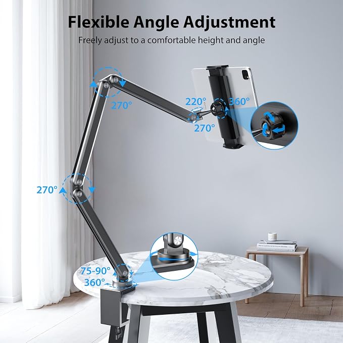 Tablet Stand for Desk, Aluminum Alloy Foldable Tablet Arm Mount Holder - Image 4
