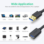 VCZHS Tech USB Extension Cable 6.6ft, USB 3.0 Extender - Image 3