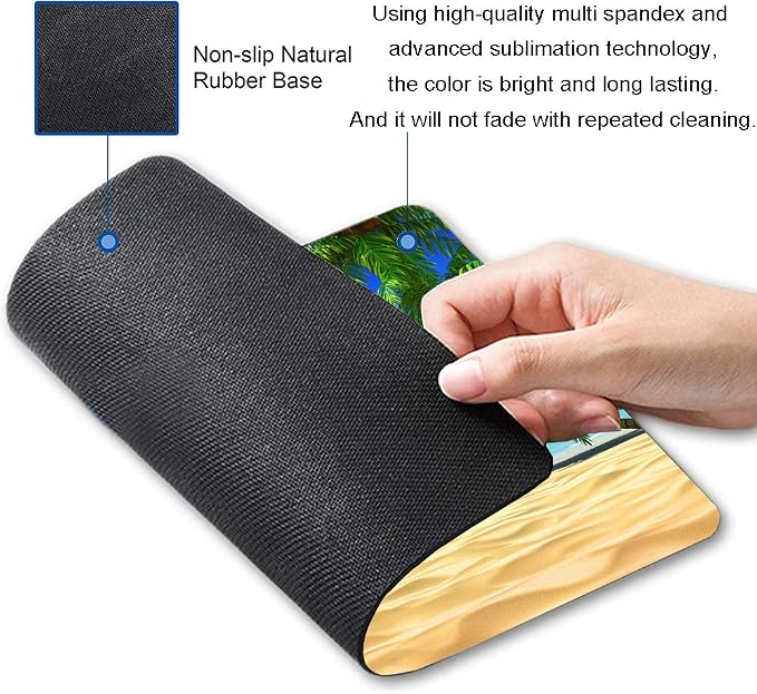 Beach Mouse Pad, Mouse Mat Square Waterproof Mouse Pad Non-Slip Rubber Base - Image 2