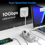 Powered USB Hub 10Gbps, Aluminum 7 Port USB 3.2 Data Hub - Image 2