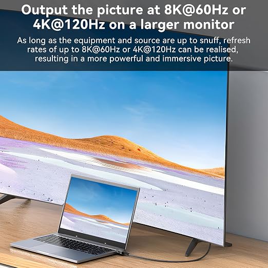 FDBRO 8K DisplayPort to HDMI Cable Active 8K@60Hz 4K@120Hz 32.4Gbps, - Image 3